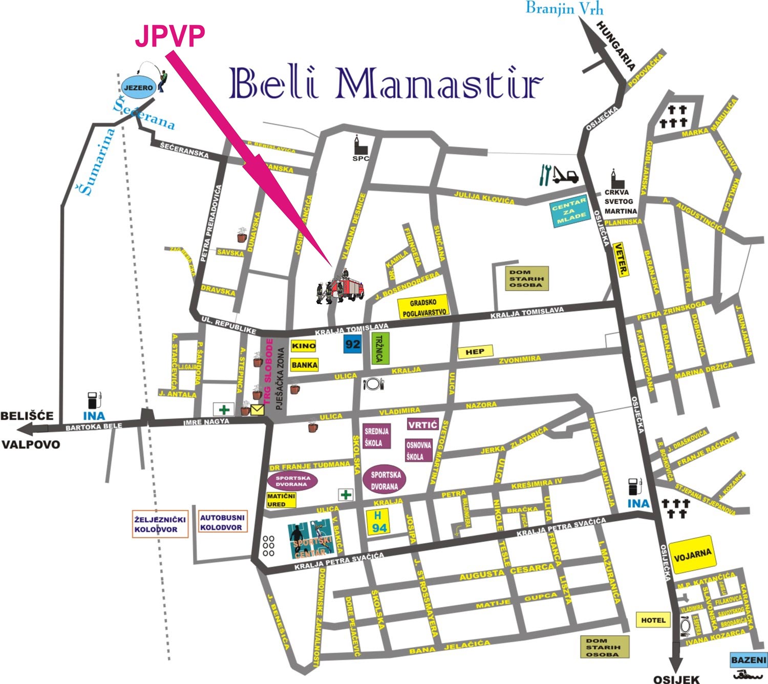 beli manastir karta JPVP Grada Belog Manastira beli manastir karta